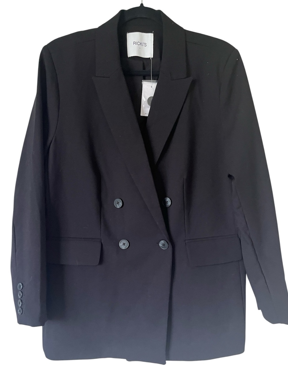 RICKI’S NWT Black Double Breasted Blazer Jacket Office Professional Workwear L